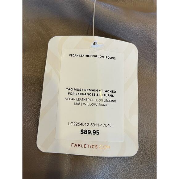 NWT Fabletics Vegan Leather Pull on Leggings in Willow‎ Bark Medium - Picture 13 of 15